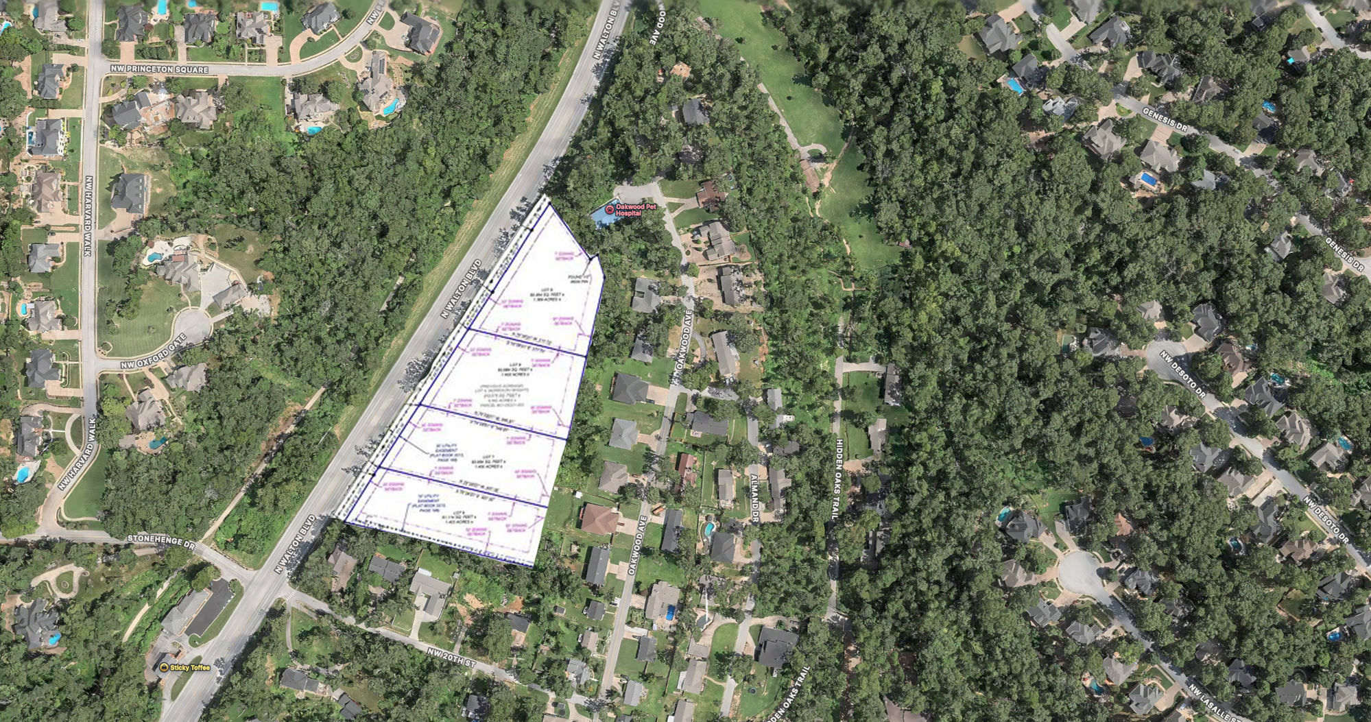 North Walton Boulevard &mdash; Aerial Site View with Boundary Survey